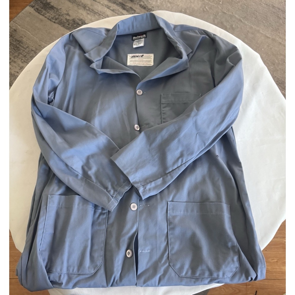 Bulwark Lab Coat Adult Regular Blue Protective FR Flame Resistant Jacket Sz L